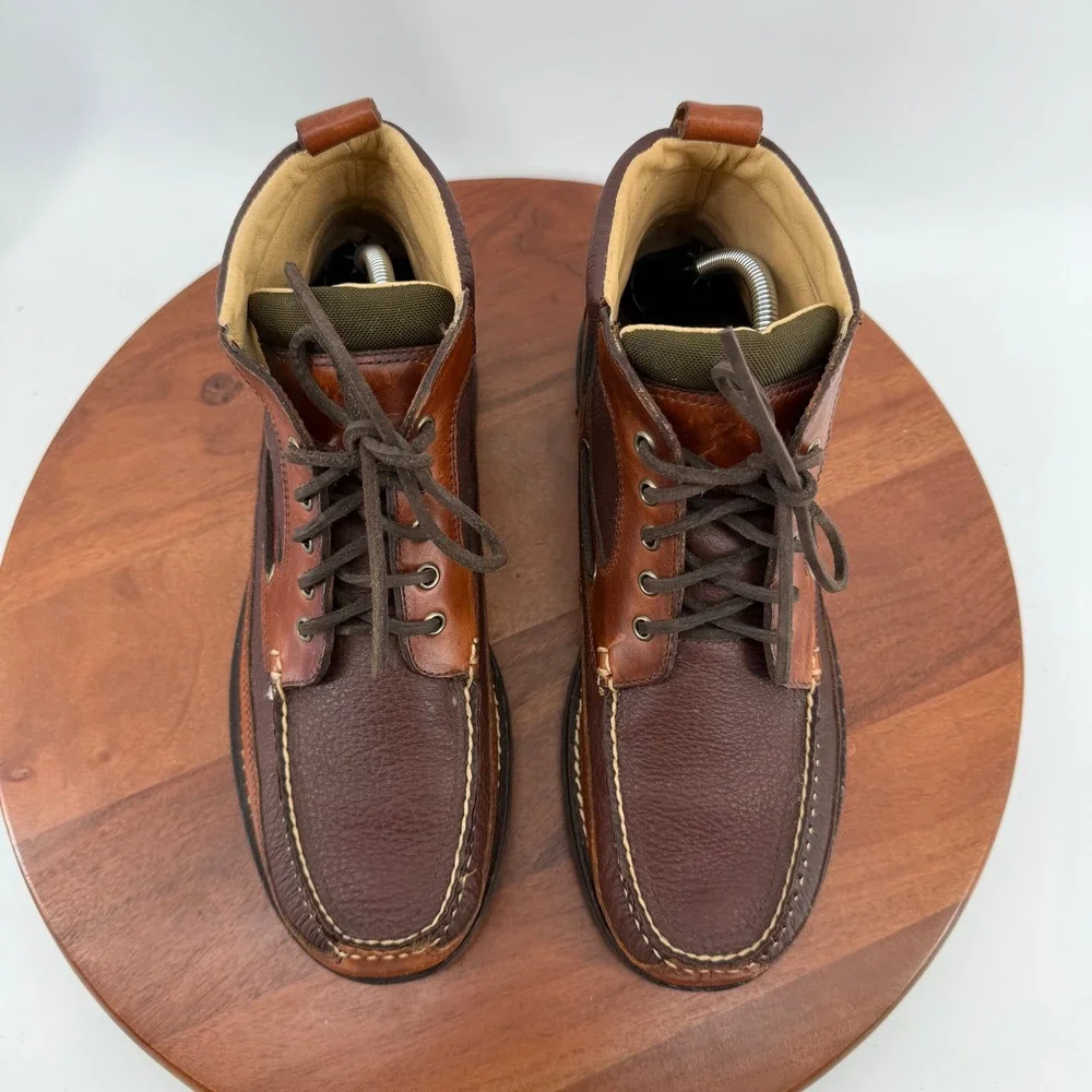 LL Bean Eastport Ranger Boots Mens 11 D Brown Leather Moc‎ Toe Lug Sole 244479